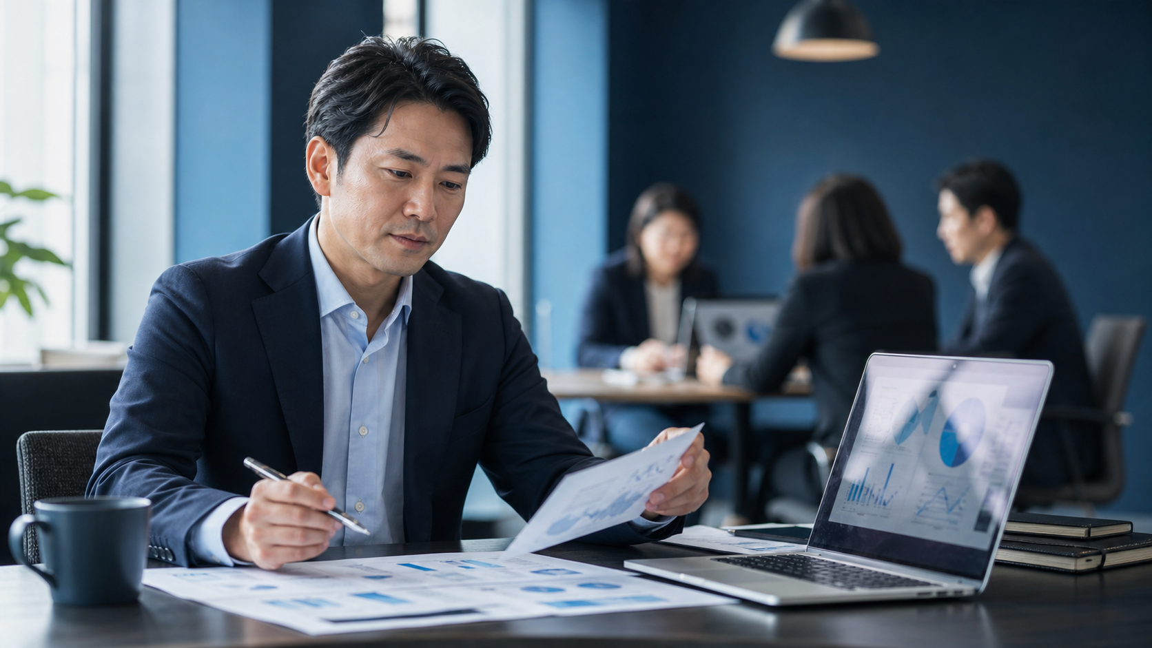 AI時代に戦略資料を確認する経営コンサルタントのイメージ