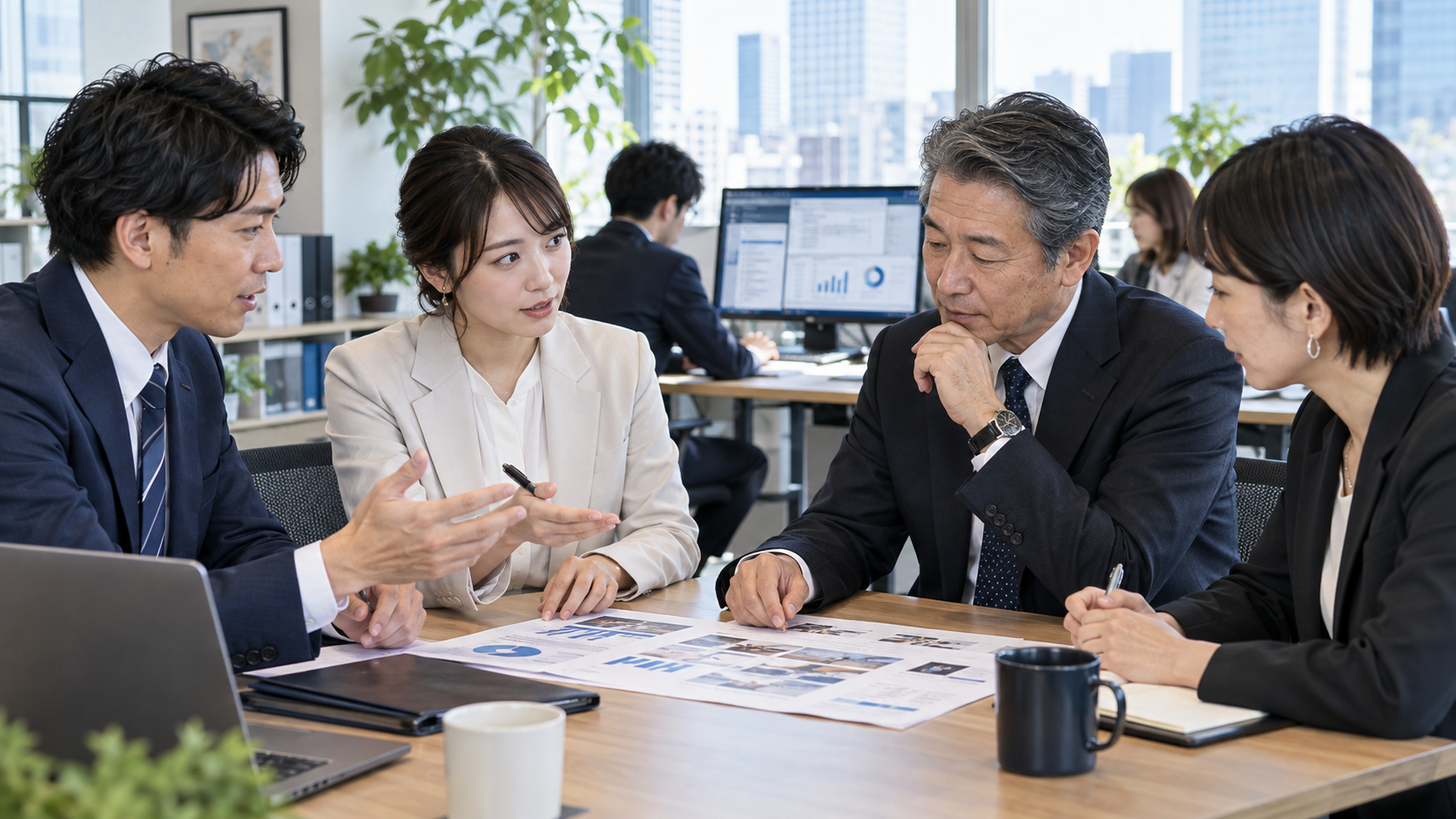 AIが定型作業を支援し、人が対話と判断を担う仕事風景