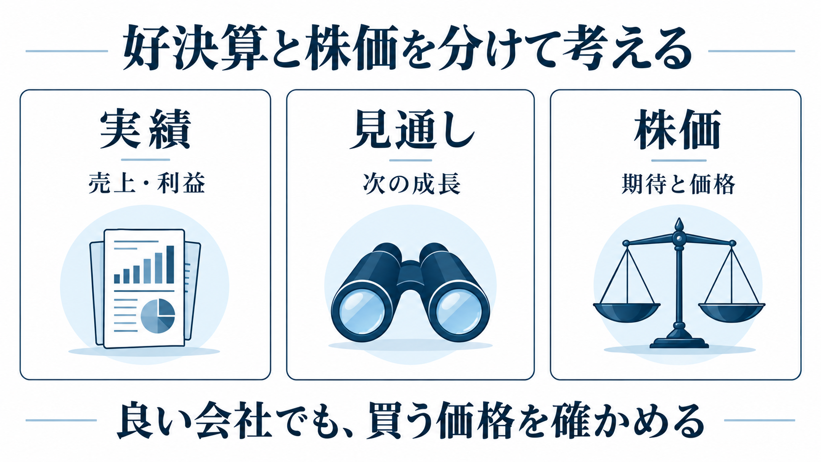実績・見通し・株価を分けて考える3つの視点